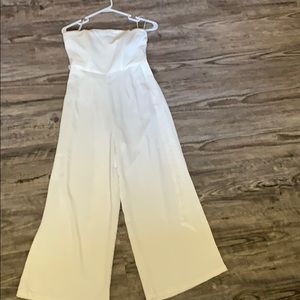 White strapless jumpsuit